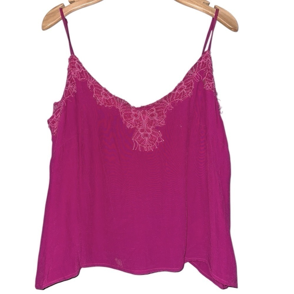 Cleobella Women’s Size M Fuchsia Pink Liliana Lace Trimmed Sleeveless Tank Top - Picture 3 of 8